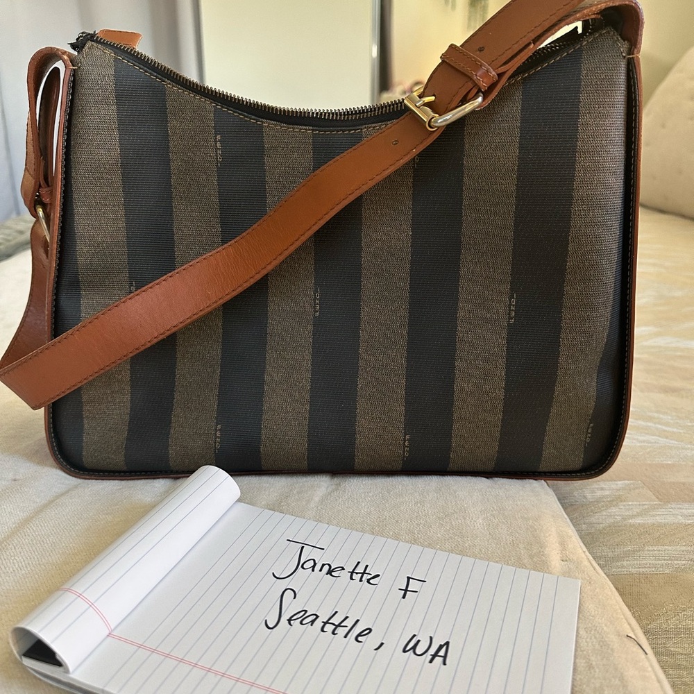 Fendi Brown and Black Striped Crossbody Bag